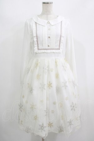画像: axes femme POETIQUE / 雪の結晶ラメ刺繍長袖ワンピース M オフ H-25-08-23-009-AX-OP-NS-ZH