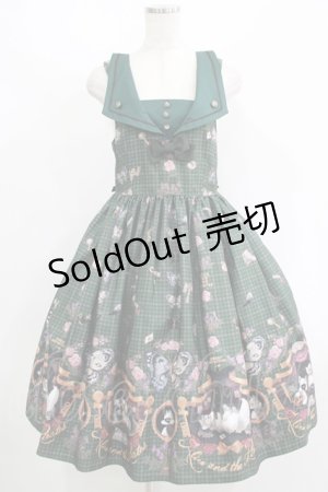 画像: ALICE and the PIRATES / Dual face 〜phantom and truth〜柄ジャンパースカートII Free グリーン H-25-08-23-002-PA-OP-NS-ZH