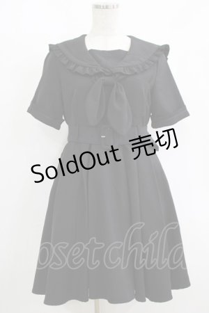 画像: DearMyLove / 十字架刺繍セーラーワンピース M ブラック H-25-08-23-018-EL-OP-NS-ZH