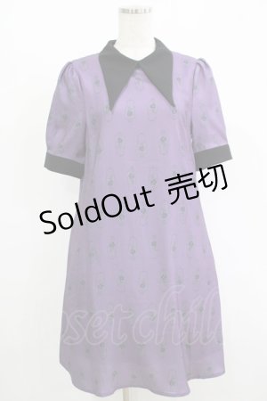 画像: axes femme / ローズセルクイユ柄サックワンピース M パープル H-25-08-23-023-AX-OP-NS-ZH