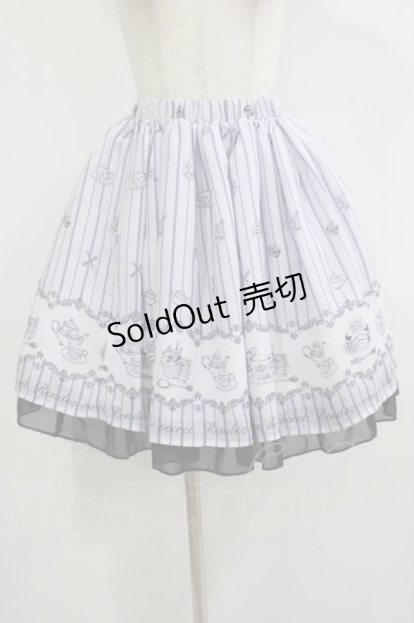 画像1: axes femme POETIQUE / ティーパーティー柄スカート M サックス H-25-08-24-033-AX-SK-NS-ZH (1)