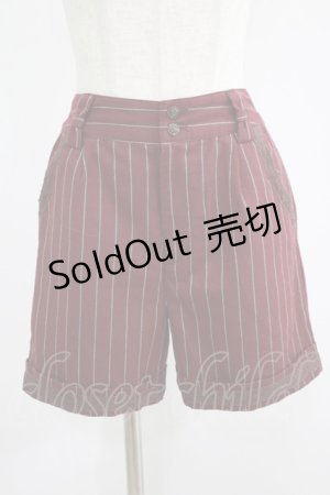 画像: axes femme / ストライプショートパンツ M ボルドー H-25-08-24-048-AX-PA-NS-ZH