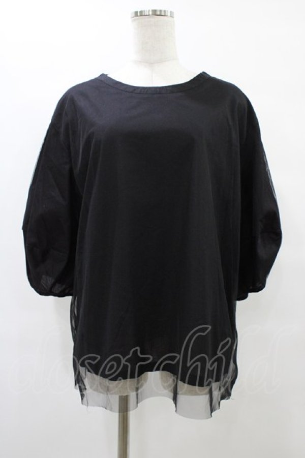 画像1: monomania / チュールパフトップス  ブラック H-25-08-24-1057-PU-TO-KB-ZT495 (1)