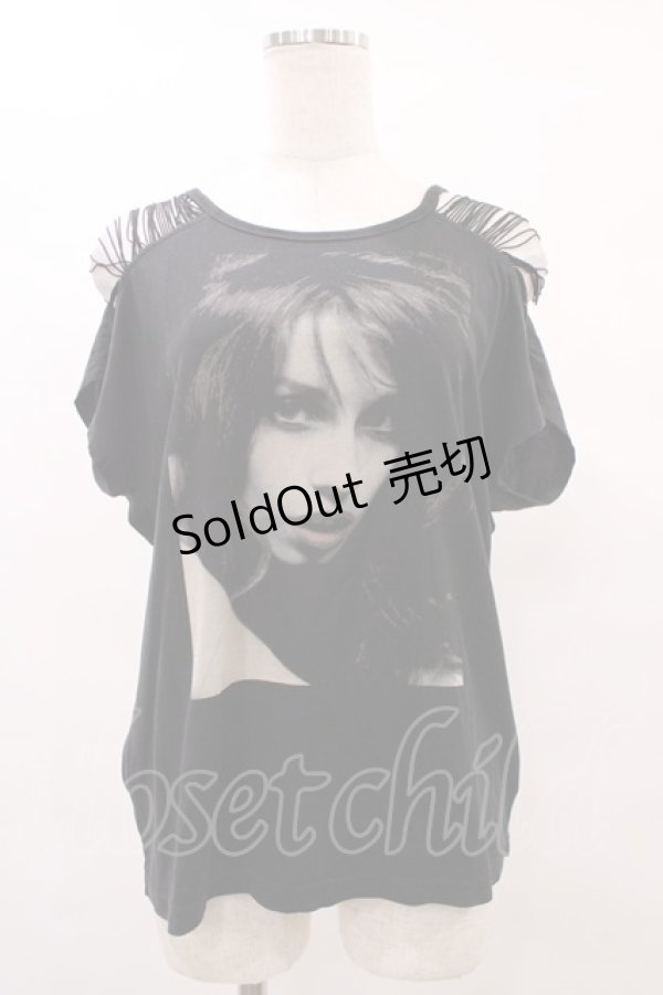 画像1: HYSTERIC GLAMOUR / 肩切替プリントカットソー  黒 H-25-08-24-1060-PU-TO-KB-ZH (1)