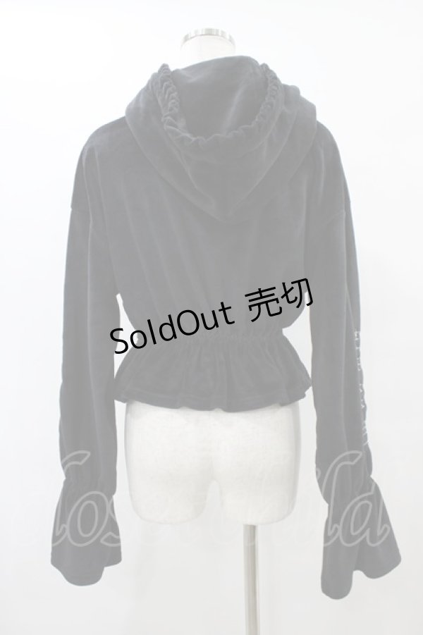 画像2: LISTEN FLAVOR / トリプルハートベロアショートパーカー  ブラック H-25-08-24-1062-PU-TO-KB-ZH (2)