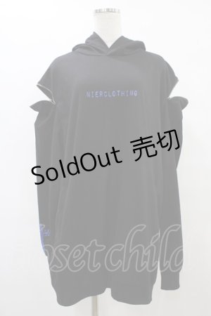 画像: NieR Clothing / オフショルプルパーカー  黒 H-25-08-24-1064-PU-TO-KB-ZH