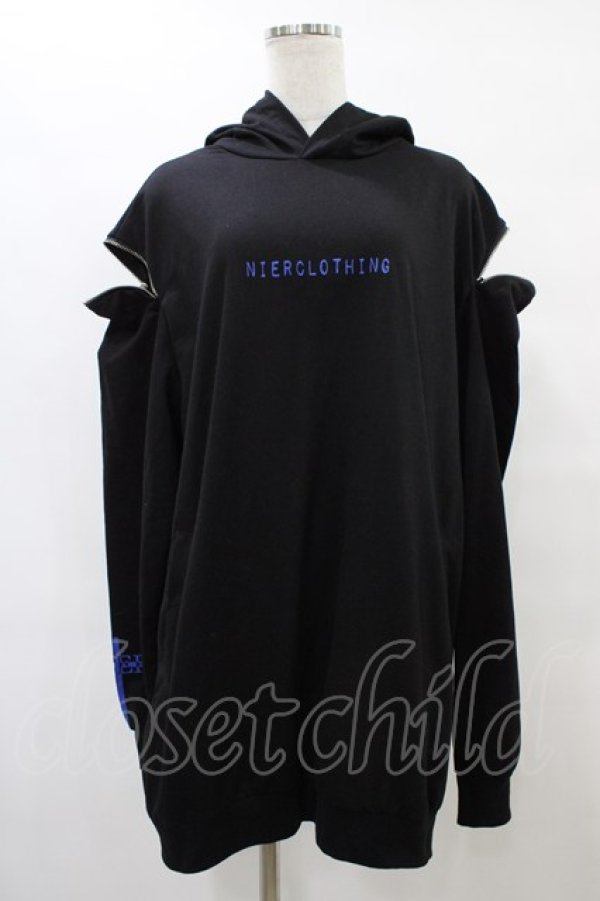 画像1: NieR Clothing / オフショルプルパーカー  黒 H-25-08-24-1064-PU-TO-KB-ZH (1)