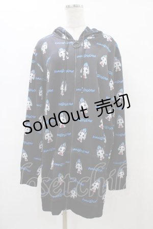 画像: NieR Clothing / 総柄ZIPパーカー F 黒 H-25-08-24-1065-PU-TO-KB-ZH