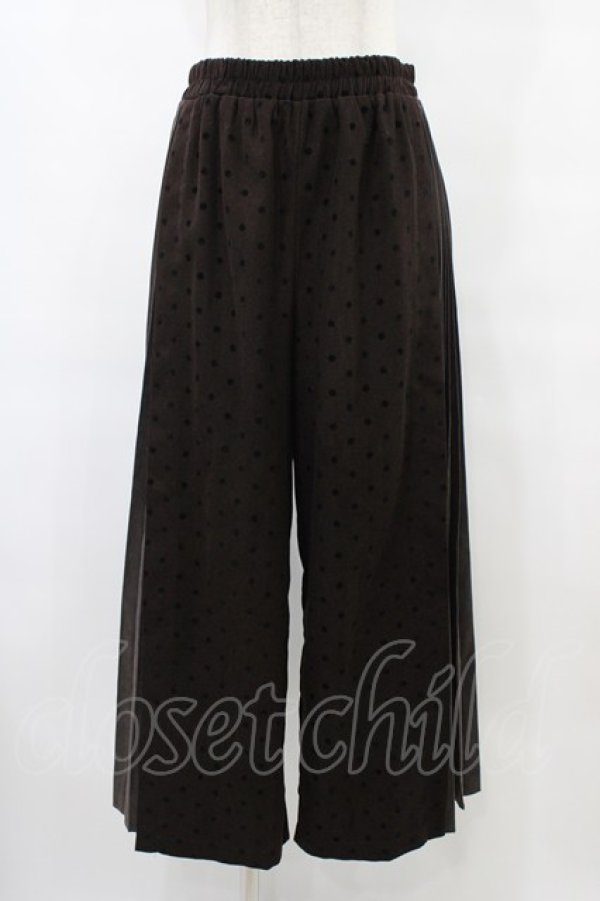 画像1: axes femme / フロッキードットプリーツ切替パンツ  茶 H-25-08-24-1028-AX-PA-KB-ZH (1)