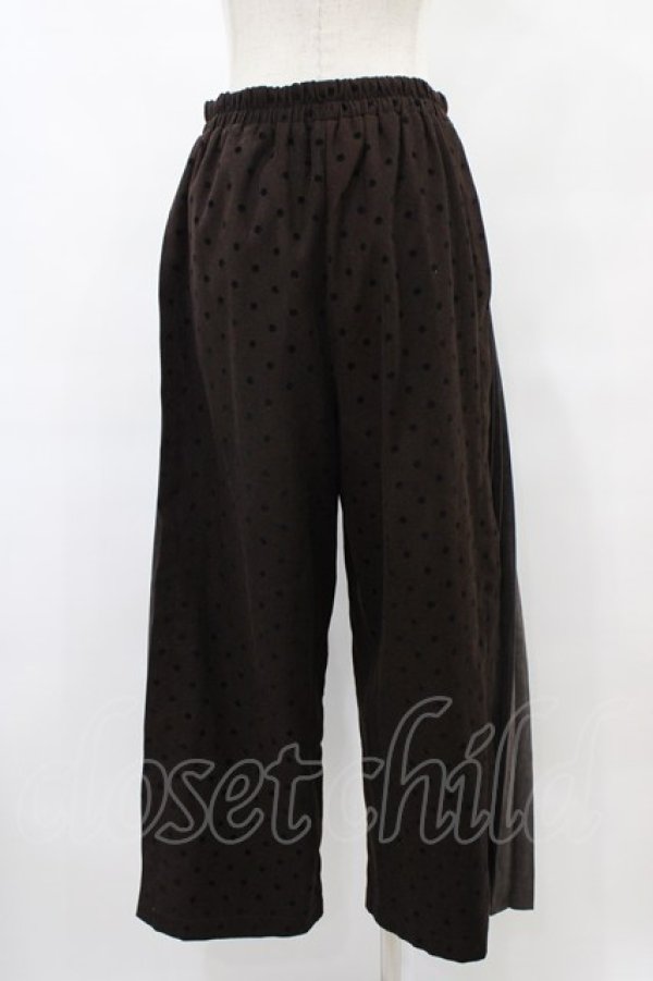 画像2: axes femme / フロッキードットプリーツ切替パンツ  茶 H-25-08-24-1028-AX-PA-KB-ZH (2)