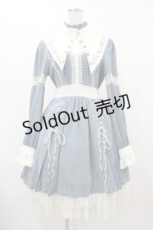 画像: Ozz oneste / 秋薔薇襟付きワンピース  サックス H-25-08-24-1029-OO-OP-KB-ZH