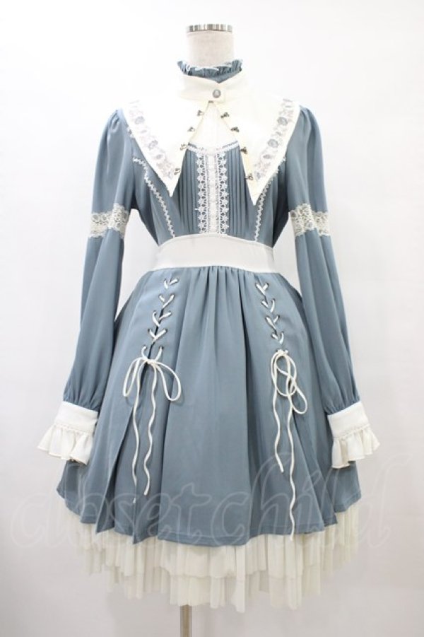 画像1: Ozz oneste / 秋薔薇襟付きワンピース  サックス H-25-08-24-1029-OO-OP-KB-ZH (1)