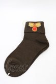 画像1: MILK / 刺繍ソックス  ブラウン H-25-08-24-1003-ML-ZA-KB-ZH (1)