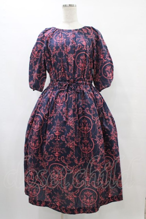 画像1: Jane Marple Dans Le Salon / Marie Antoinette drawstring sleeve dress Free ネイビー H-25-08-24-1032-JM-OP-KB-ZH (1)