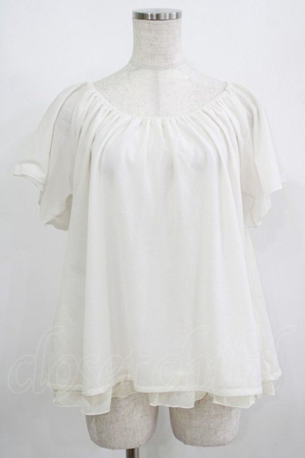 画像1: axes femme / バックリボンシフォンプルオーバー M オフ H-25-08-24-052-AX-TO-NS-ZH (1)