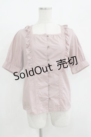 画像: Fi.n.t / スクエアネックフリルブラウス Free PINK BROWN H-25-08-24-053-CA-BL-NS-ZH