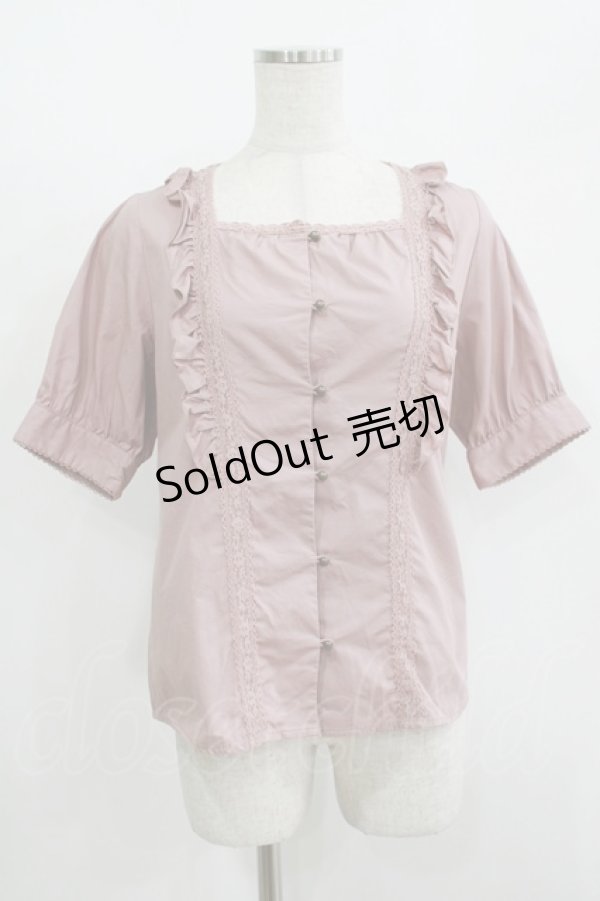画像1: Fi.n.t / スクエアネックフリルブラウス Free PINK BROWN H-25-08-24-053-CA-BL-NS-ZH (1)