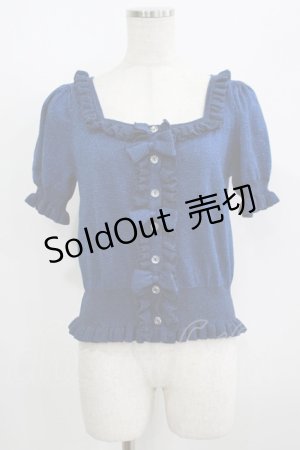 画像: metamorphose / スクエアあき半袖リボンカーディガン Free ネイビー H-25-08-24-060-ME-TO-NS-ZH