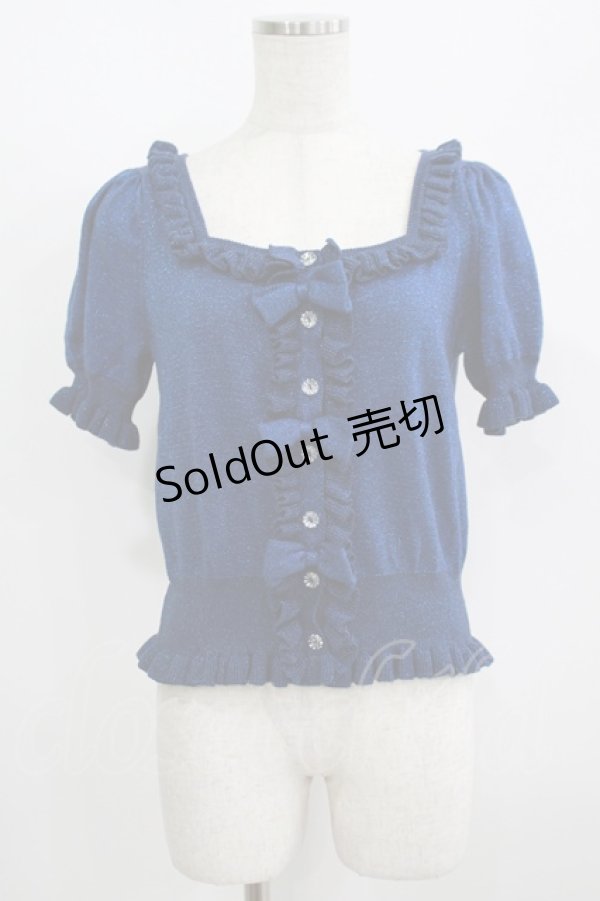 画像1: metamorphose / スクエアあき半袖リボンカーディガン Free ネイビー H-25-08-24-060-ME-TO-NS-ZH (1)