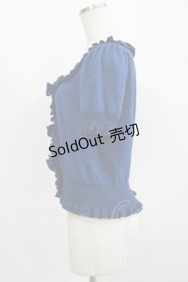 画像2: metamorphose / スクエアあき半袖リボンカーディガン Free ネイビー H-25-08-24-060-ME-TO-NS-ZH (2)