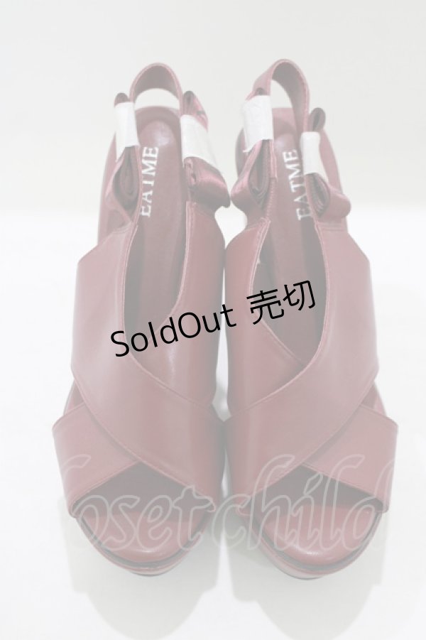 画像1: EAT ME / アンクルリボンクロスサンダル M ワイン H-25-08-24-083-LO-SH-NS-ZH (1)