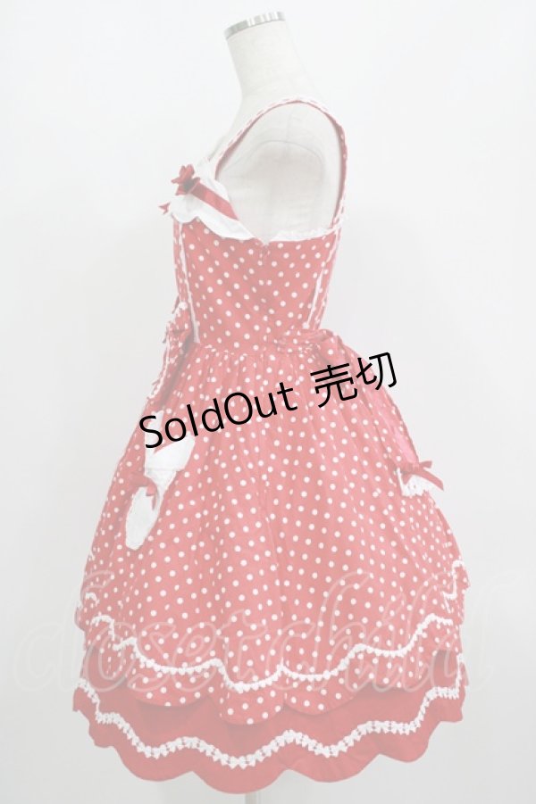 画像2: Angelic Pretty / うさぎちゃんポッケジャンパースカート Free レッド H-25-08-24-007-AP-OP-NS-ZH (2)