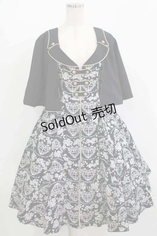 画像1: metamorphose / ハートダマスクジレ風ジャンパースカート サイズ1 ブラック H-25-08-24-009-ME-OP-NS-ZH (1)