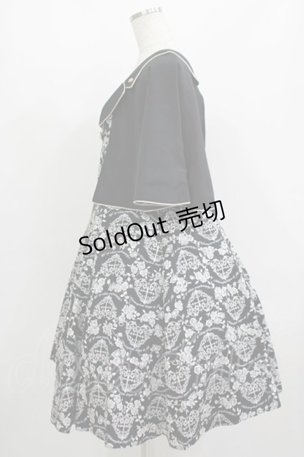 画像2: metamorphose / ハートダマスクジレ風ジャンパースカート サイズ1 ブラック H-25-08-24-009-ME-OP-NS-ZH (2)