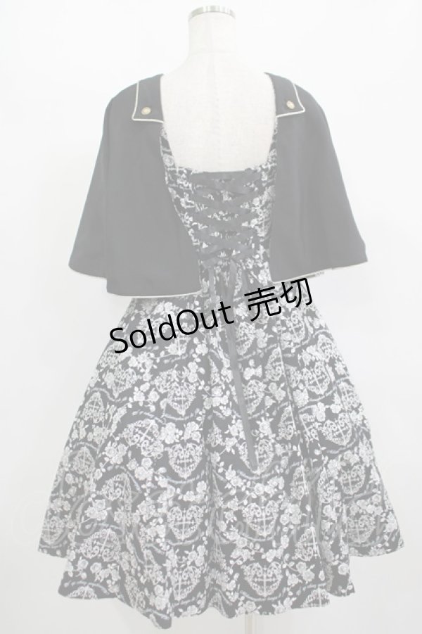 画像3: metamorphose / ハートダマスクジレ風ジャンパースカート サイズ1 ブラック H-25-08-24-009-ME-OP-NS-ZH (3)