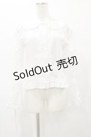 画像: BPN / フリルシャーリングブラウス  白 H-25-08-25-1057-GO-BL-KB-ZH