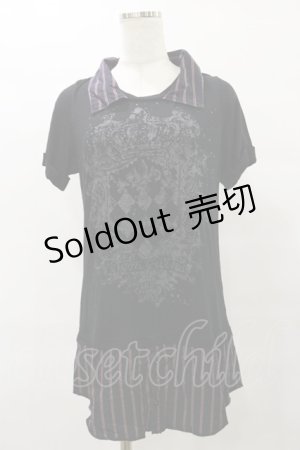 画像: ALGONQUINS / レイヤード風切替カットソー  黒 H-25-08-25-1061-AL-TO-KB-ZH