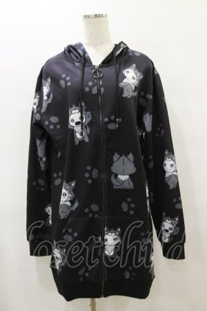 画像: NieR Clothing / 総柄ZIPパーカー F 黒 H-25-08-25-1010-PU-TO-KB-ZH