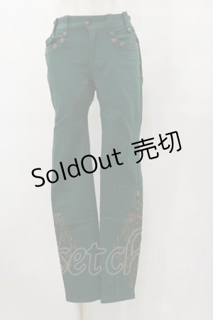 画像: OZZ ANGELO / 刺繍パンツ  グリーン H-25-08-25-1069-OO-PA-KB-ZH