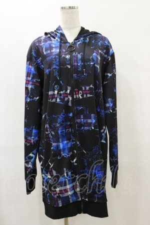 画像: NieR Clothing / 総柄ZIPパーカー  黒 H-25-08-25-1011-PU-TO-KB-ZH