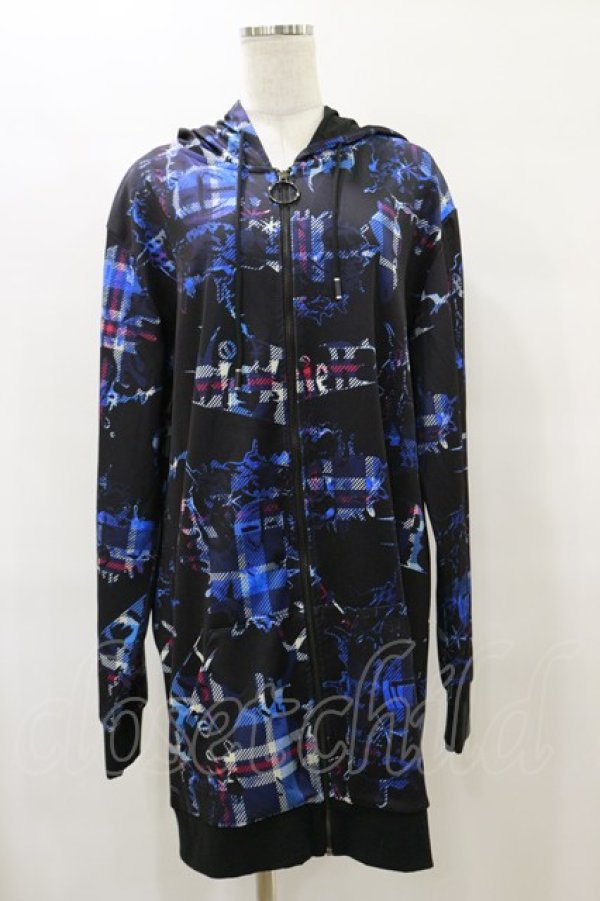 画像1: NieR Clothing / 総柄ZIPパーカー  黒 H-25-08-25-1011-PU-TO-KB-ZH (1)
