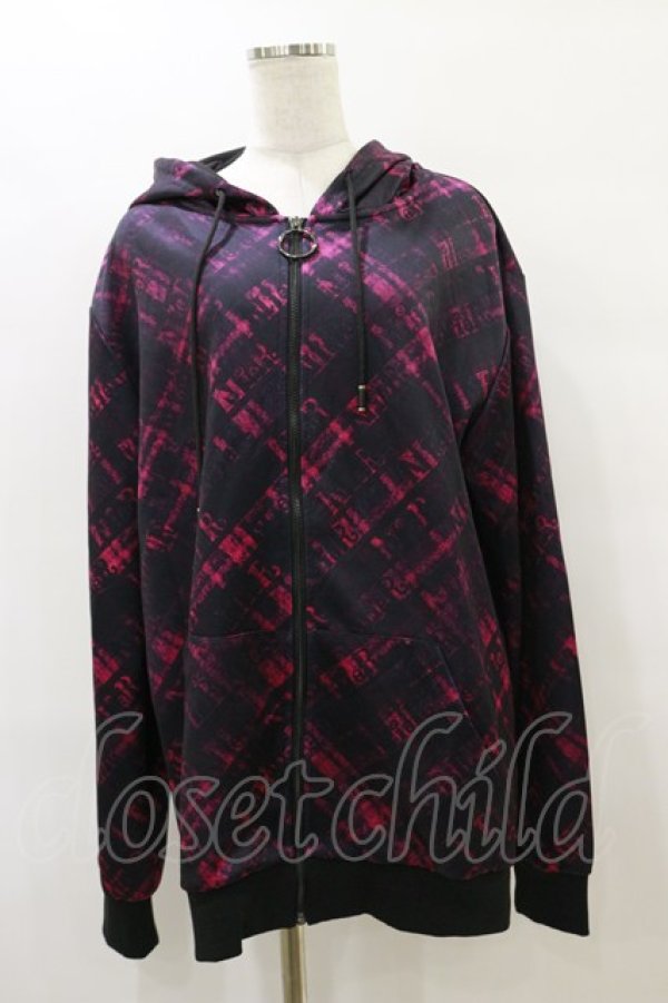 画像1: NieR Clothing / 総柄ZIPパーカー  黒 H-25-08-25-1013-PU-TO-KB-ZH (1)