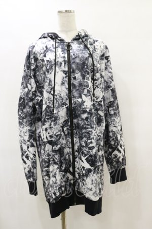 画像: NieR Clothing / 総柄ZIPパーカー  黒 H-25-08-25-1014-PU-TO-KB-ZH