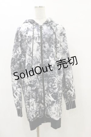 画像: NieR Clothing / 総柄ZIPパーカー  黒 H-25-08-25-1014-PU-TO-KB-ZH