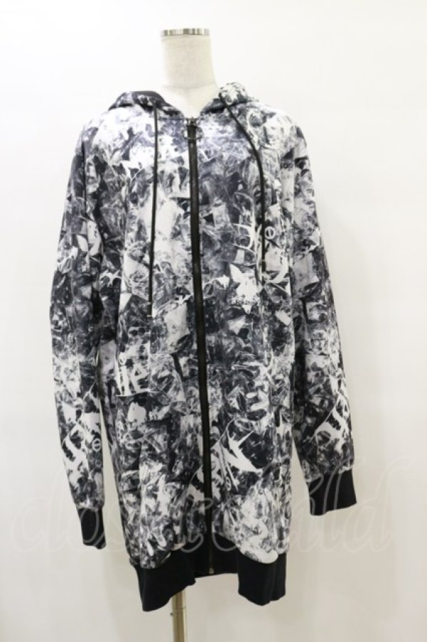 画像1: NieR Clothing / 総柄ZIPパーカー  黒 H-25-08-25-1014-PU-TO-KB-ZH (1)