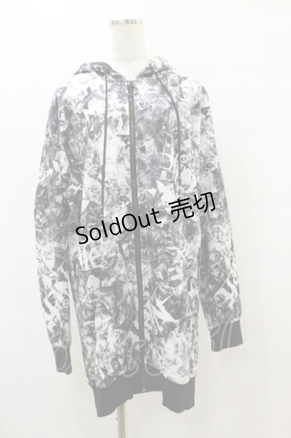 画像1: NieR Clothing / 総柄ZIPパーカー  黒 H-25-08-25-1014-PU-TO-KB-ZH (1)