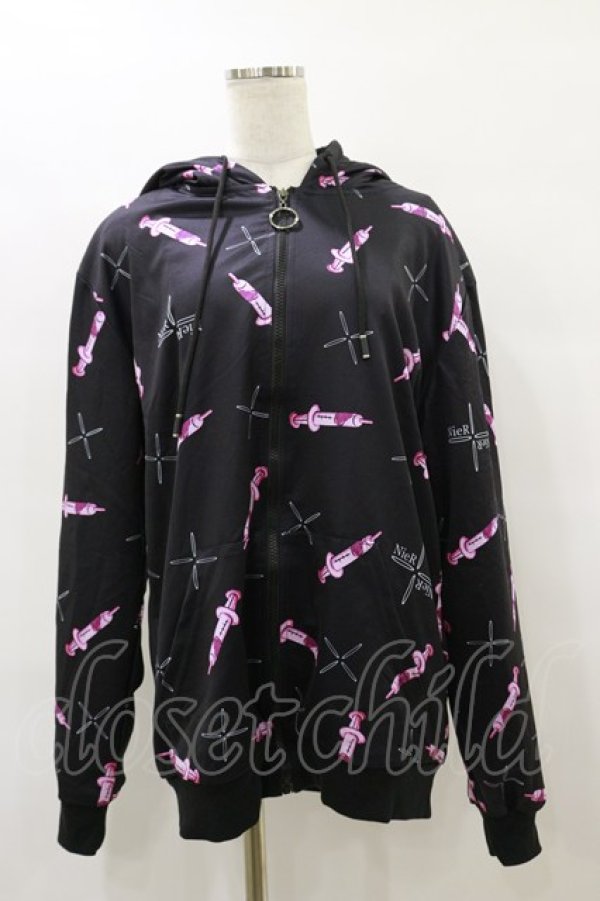 画像1: NieR Clothing / 防寒裏起毛パーカー F 黒 H-25-08-25-1016-PU-TO-KB-ZH (1)