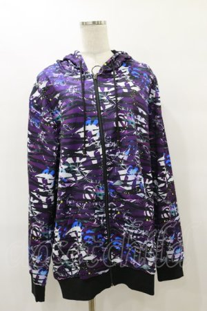 画像: NieR Clothing / 総柄ZIPパーカー F 紫 H-25-08-25-1019-PU-TO-KB-ZH