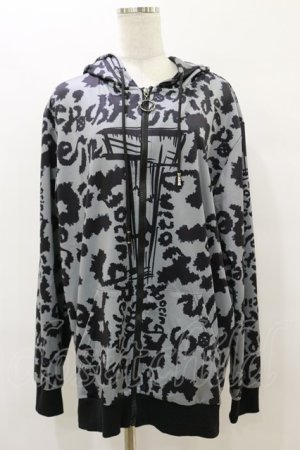 画像: NieR Clothing / 総柄ZIPパーカー F グレー H-25-08-25-1020-PU-TO-KB-ZH
