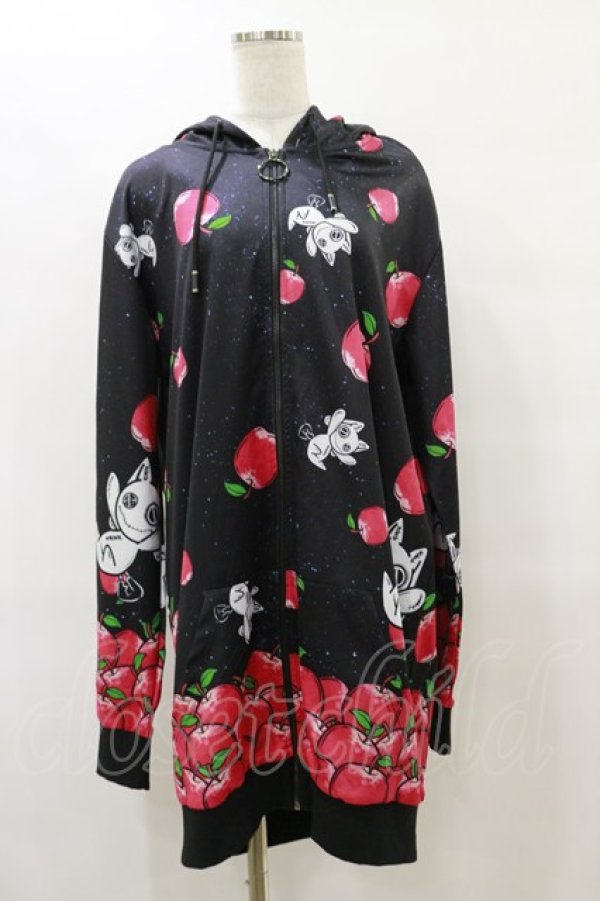 画像1: NieR Clothing / 総柄ZIPパーカー F 黒 H-25-08-25-1027-PU-TO-KB-ZH (1)
