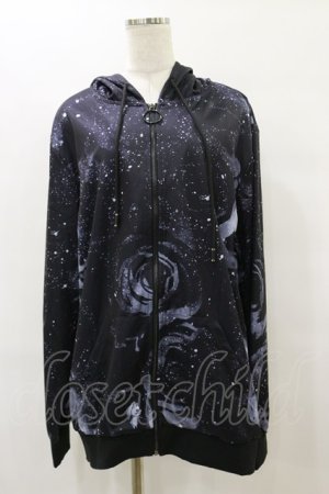 画像: NieR Clothing / 総柄ZIPパーカー F 黒 H-25-08-25-1004-PU-TO-KB-ZH