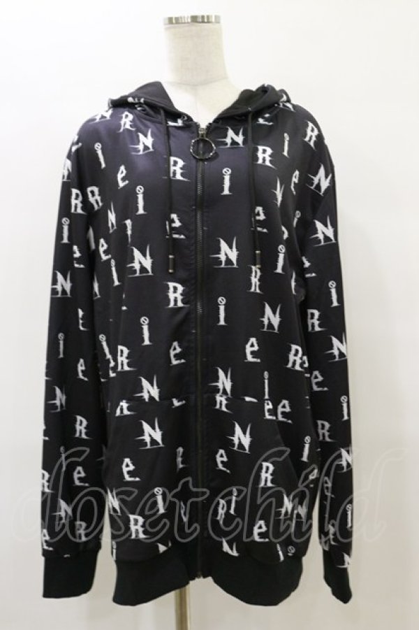 画像1: NieR Clothing / 総柄ZIPパーカー  黒 H-25-08-25-1029-PU-TO-KB-ZH (1)