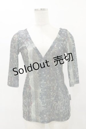 画像: Ozz Croce / 総柄メッシュトップス  グリーン H-25-08-25-1033-OO-TO-KB-ZH