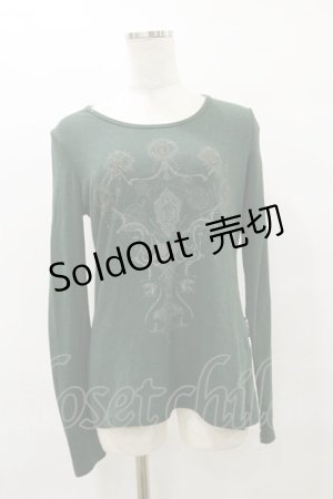 画像: Ozz Croce / プリント刺繍ニットソー  グリーン H-25-08-25-1034-OO-TO-KB-ZH