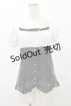 画像: FRILL / ストライプ切替カットソー  白×黒 H-25-08-25-1041-HN-TO-KB-ZH