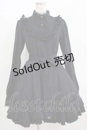 画像: Schneideren-R（海外ロリータブランド） / ストライプスタンドカラーワンピース L ブラック H-25-08-26-1004-PU-OP-NS-ZH